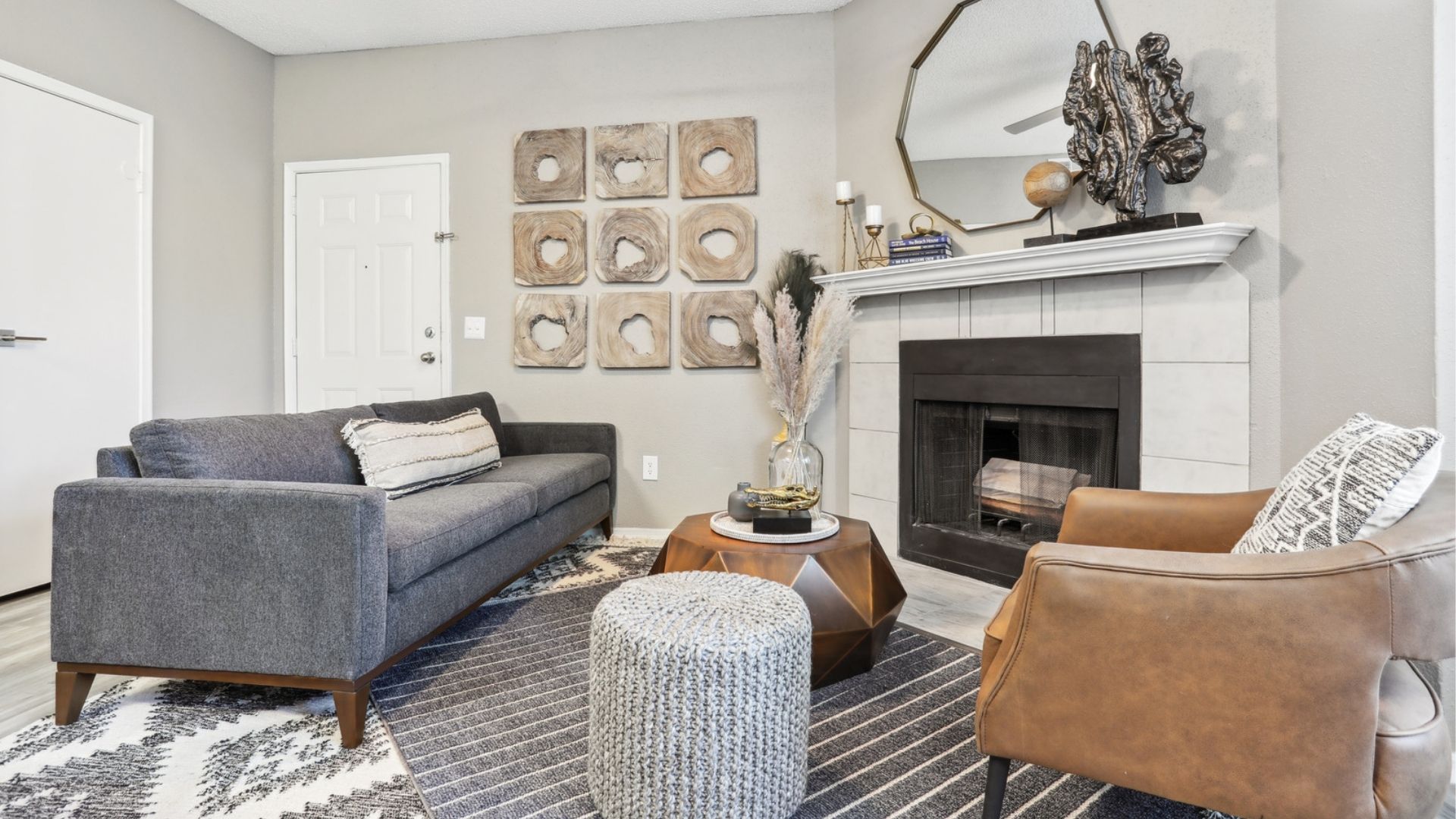 Living room with fireplace