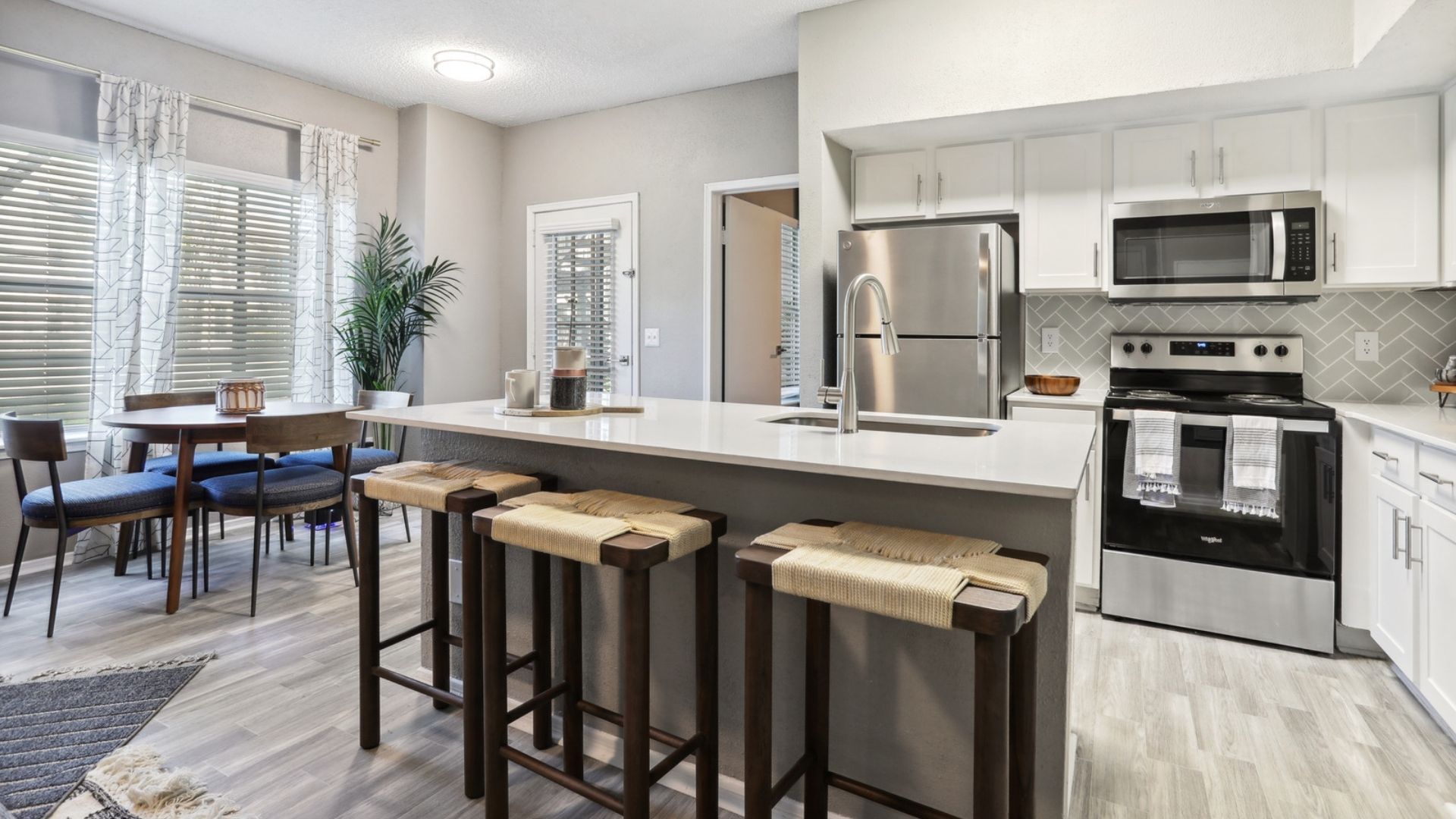 Modern open kitchen and dining room